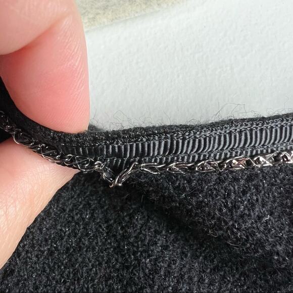 NEW Black Metallic Chain Neck Pullover Bow Sweater S/M Preppy Barbie - Picture 7 of 9